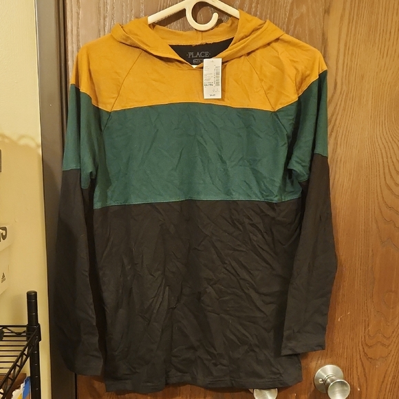 PLACE Men's Tri-Color Hoodie - Black, Green, Gold - Picture 1 of 3